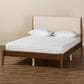 Baxton Studio Lenora Queen Platform Bed with Beige Upholstered in Walnut Brown, , large