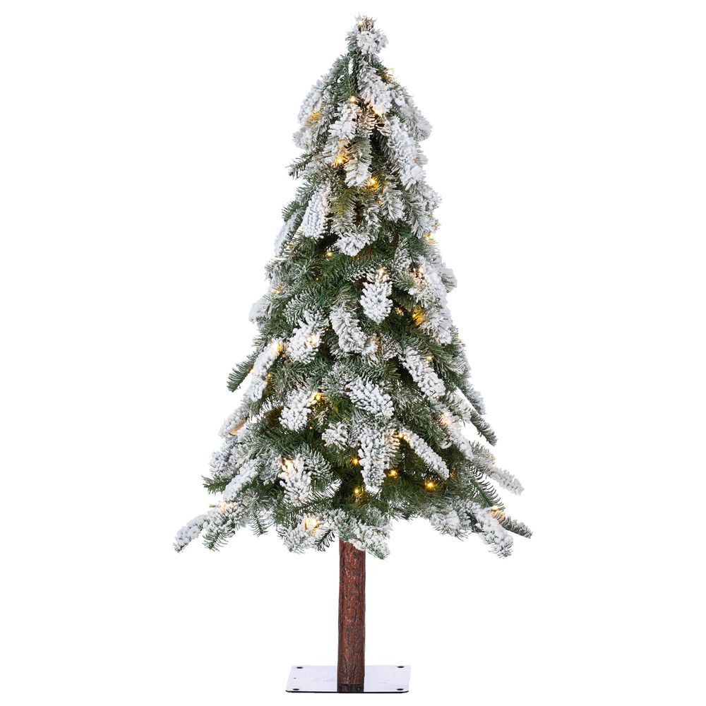The Gerson Company 4" Snowy Downswept Alpine Tree in Green, , large