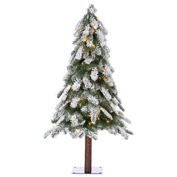 The Gerson Company 4" Snowy Downswept Alpine Tree in Green, , large
