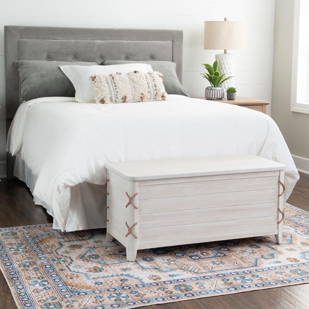 Linon Home Decor Brosnan Rope Cedar Chest in Whitewash, , large