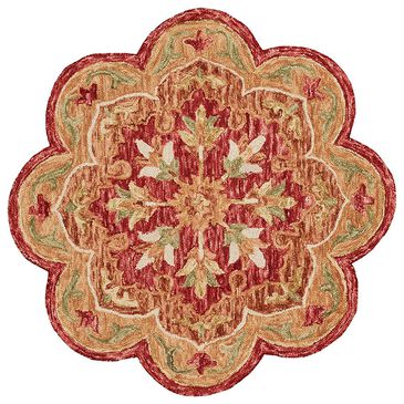 L&R Resources Sinuous Floral Medallion 4" Scalloped Red and Multicolor Area Rug, , large