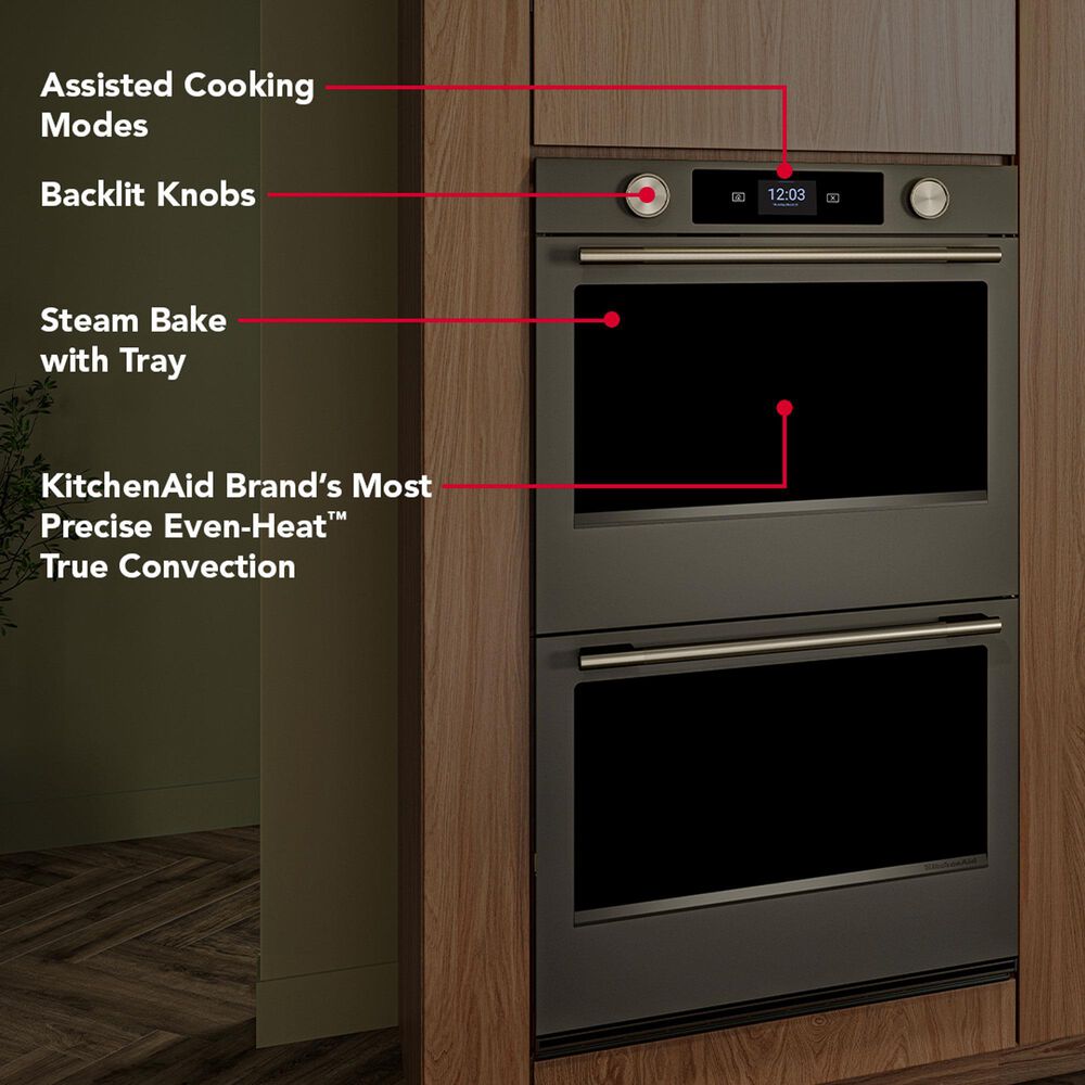 KitchenAid 2-Piece Kitchen Package with Black Ore 30" Smart Double Wall Oven and Black 30" Induction Cooktop, , large
