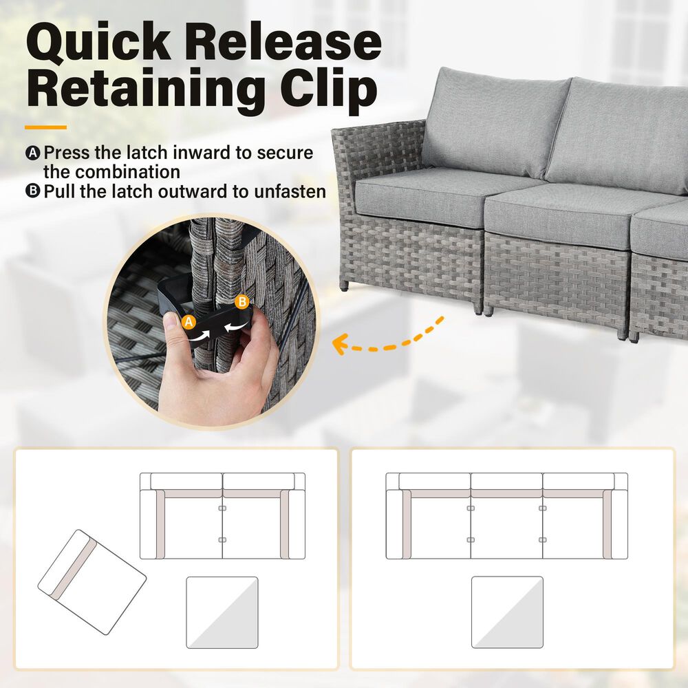 HOMLUX 6-Piece Patio Conversation Set in Dark Gray, , large