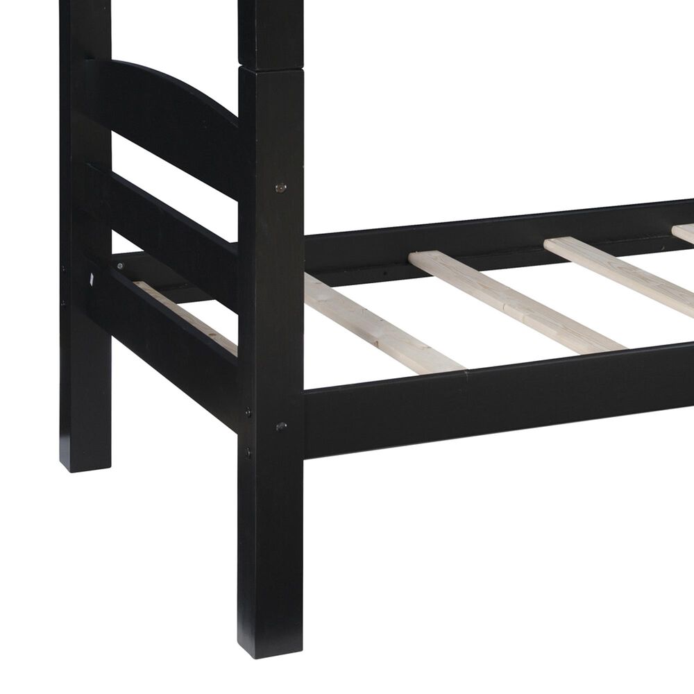 Linon Home Decor Levi Twin Over Twin Bunk Bed in Black, , large