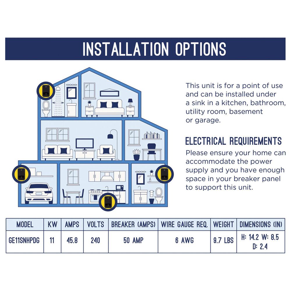 GE Appliances 11 kW Tankless Electric Water Heater in Diamond Gray, , large