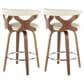 LumiSource Gardenia Swivel Fixed-Height Counter Stool with Cream Fabric Upholstery in Chrome and Walnut (Set of 2), , large