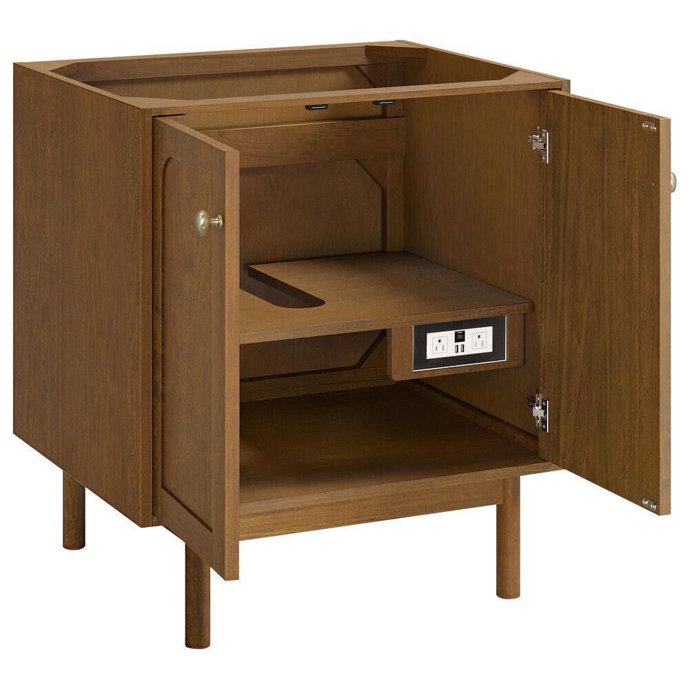 James Martin Laurent 30" Single Bathroom Vanity in Honey Oak with 3 cm Charcoal Soapstone Silestone Top and Rectangular Sink, , large