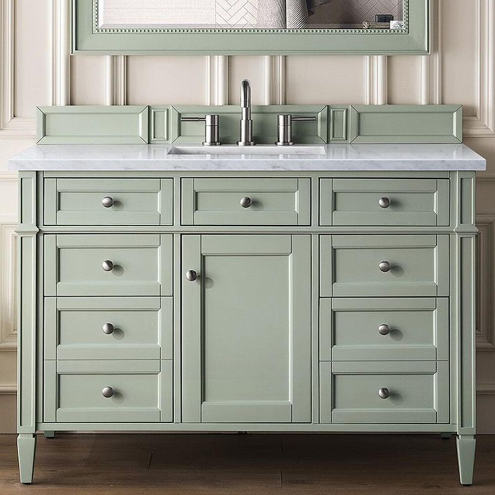 James Martin Vanities Brittany 48&quot; Single Bathroom Vanity in Sage Green with 3 cm Arctic Fall Solid Surface Top and Rectangular Sink, , large