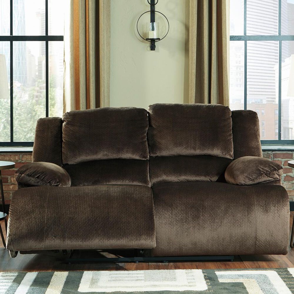 Signature Design by Ashley Clonmel Manual Reclining Loveseat in Chocolate, , large