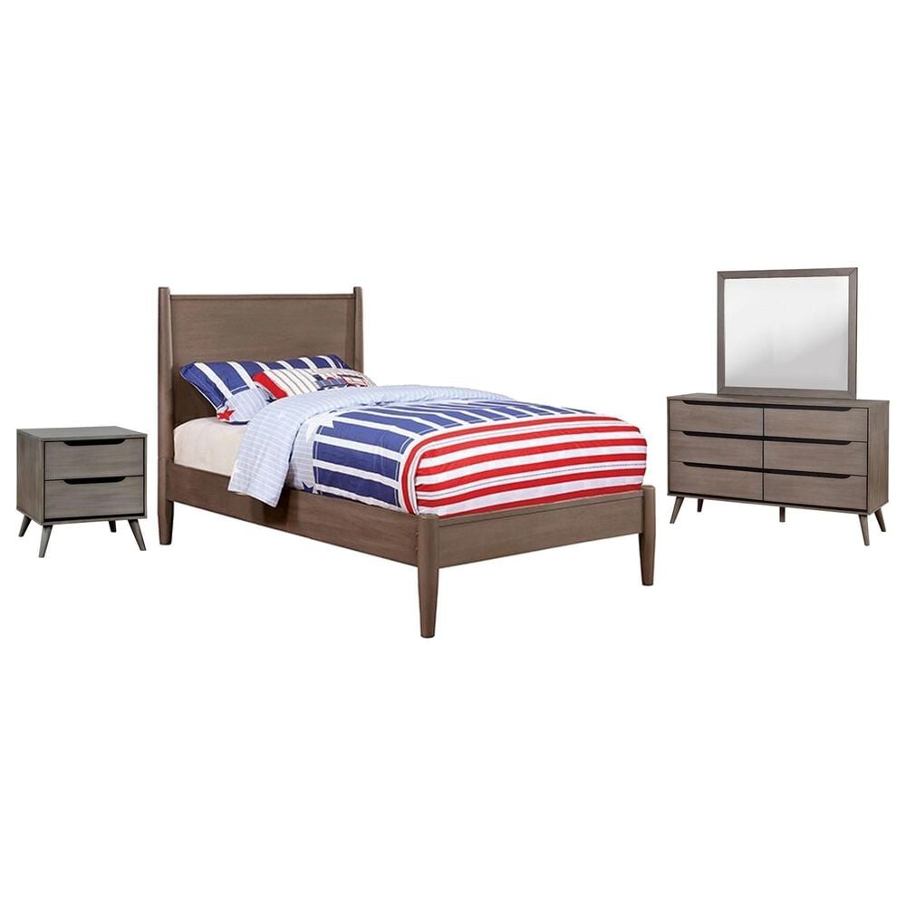 Furniture of America Lennart 4-Piece Full Bedroom Set in Gray, , large