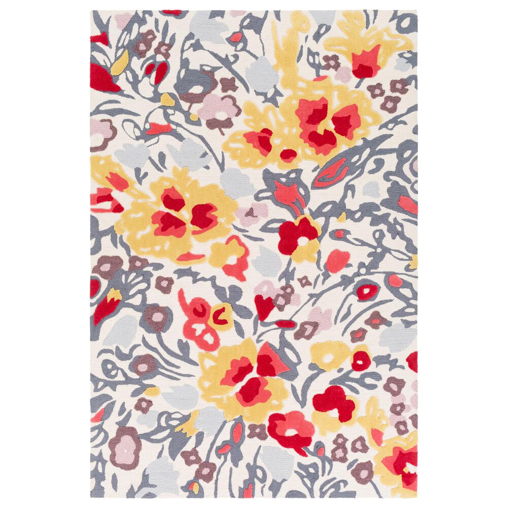 Surya Botanical 2' x 3' Gray, Mustard, Red and Ivory Area Rug, , large