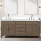 Lexora Home Laurel 72" Double Bathroom Vanity in Grey Oak with White Quartz Top and Rectangular Sinks, , large