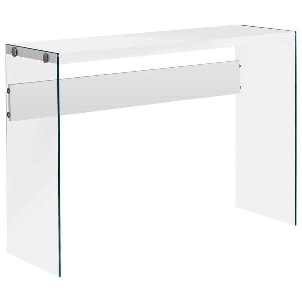 Monarch Specialties Accent Table in White with Glossy Finish, , large