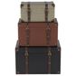 Maple and Jade 3-Piece Vintage Studded Woven Storage Decorative Trunk Set in Blue, Cream, and Maroon, , large