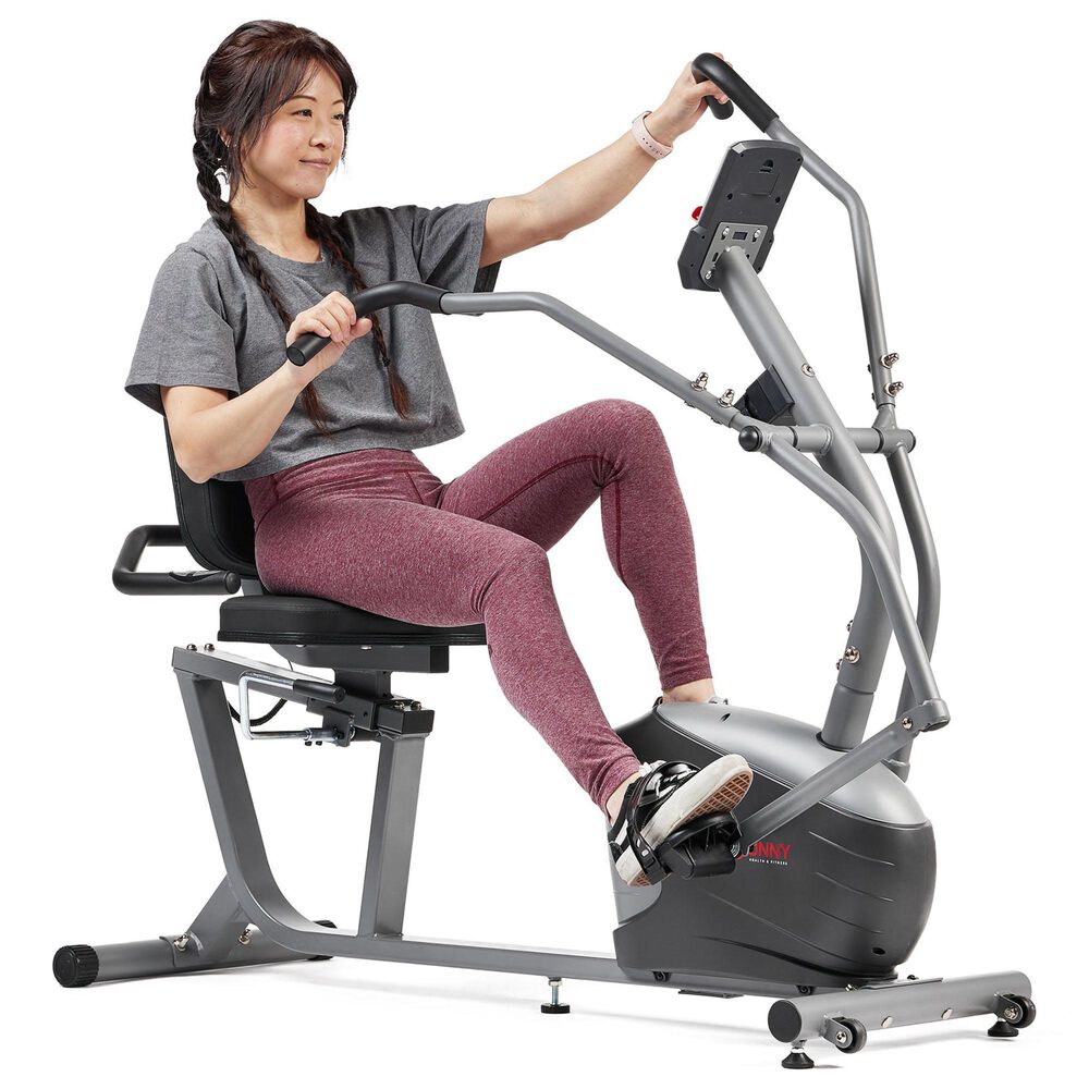 Sunny Health &amp; Fitness Performance Smart Recumbent Bike in Grey and Black, , large