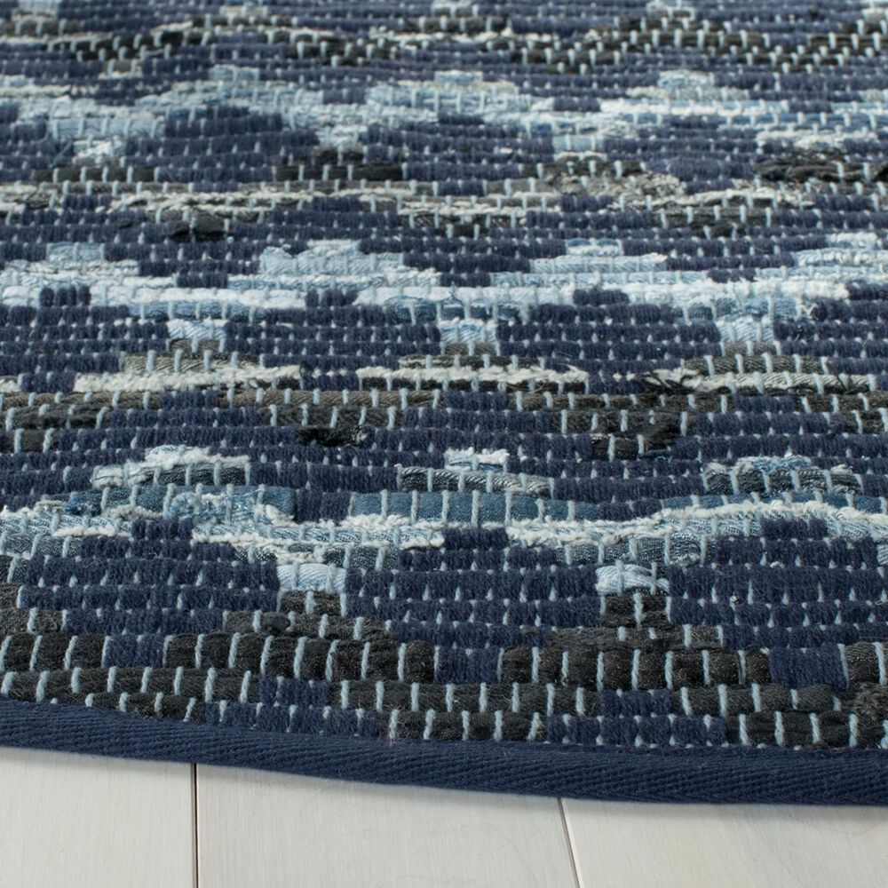 Safavieh Montauk 4&#39; Round Turquoise, Navy Blue and Black Area Rug, , large