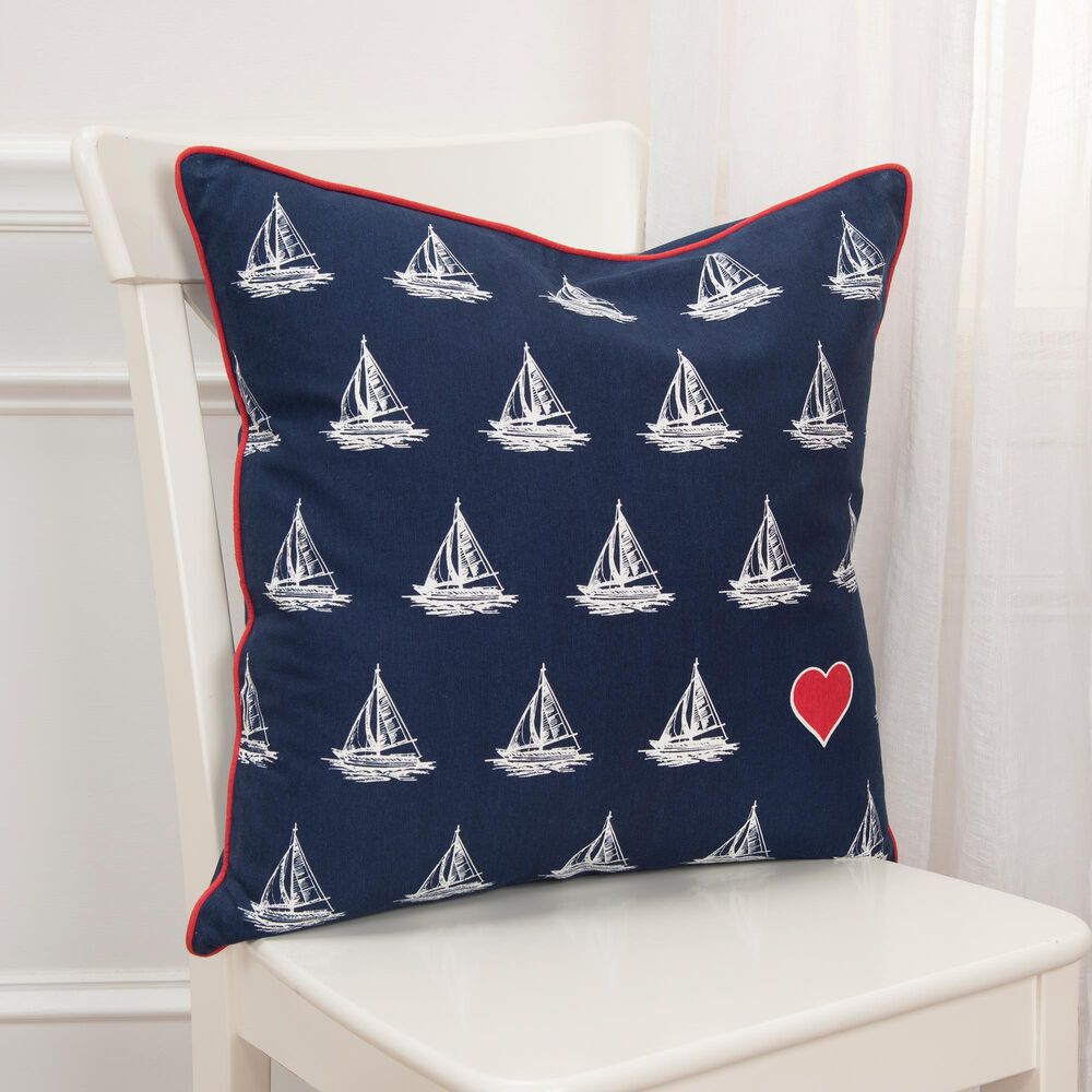 Rizzy Home Sailboat 20" Poly Filled Pillow in Navy, , large