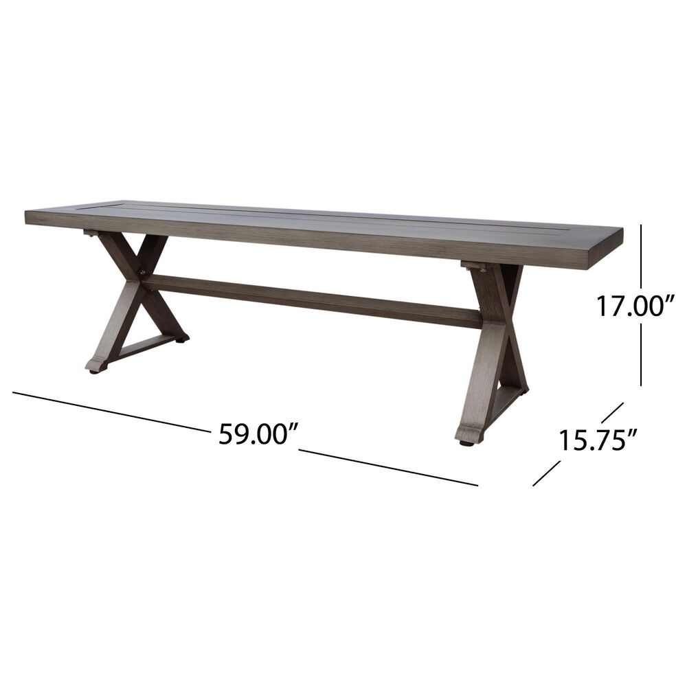 Hearth and Haven Outdoor Dining Bench with X-Shape Legs in Dark Gray, , large