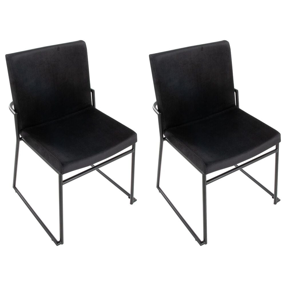 LumiSource Dutchess Side Chair with Black Velvet Cushion in Black (Set of 2), , large
