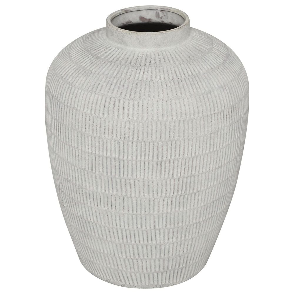 Maple and Jade 19" Decorative Vase with Linear Pattern in Distressed Cream, , large