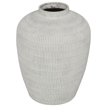 Maple and Jade 23" Decorative Vase with Linear Pattern in Distressed Cream, , large