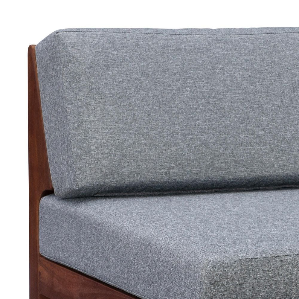 Linon Home Decor Summerlyn Patio Middle Chair with Walnut Frame in Grey, , large