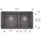 Blanco Precis 33" 1-3/4 Double Bowl Kitchen Sink in Cinder, , large