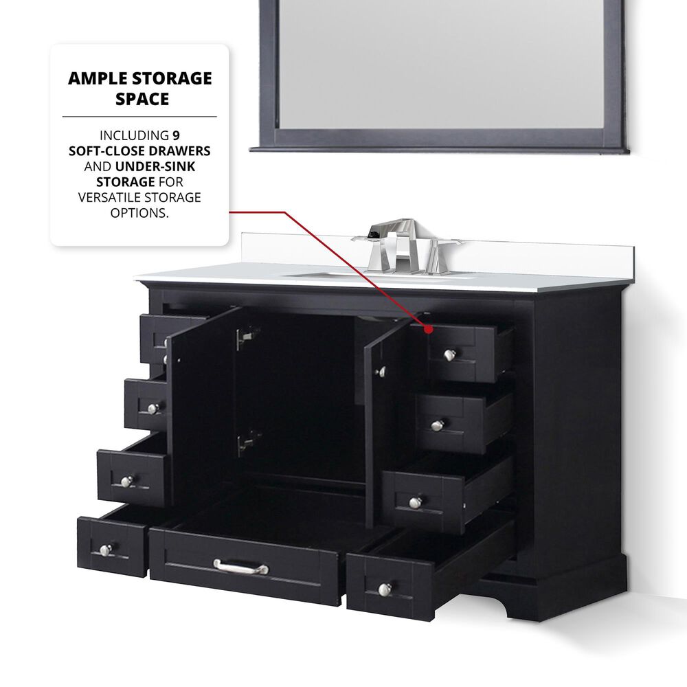 Lexora Home Dukes 48&quot; Single Bathroom Vanity in Espresso with 2 cm White Cultured Marble Top and Rectangular Sink, , large