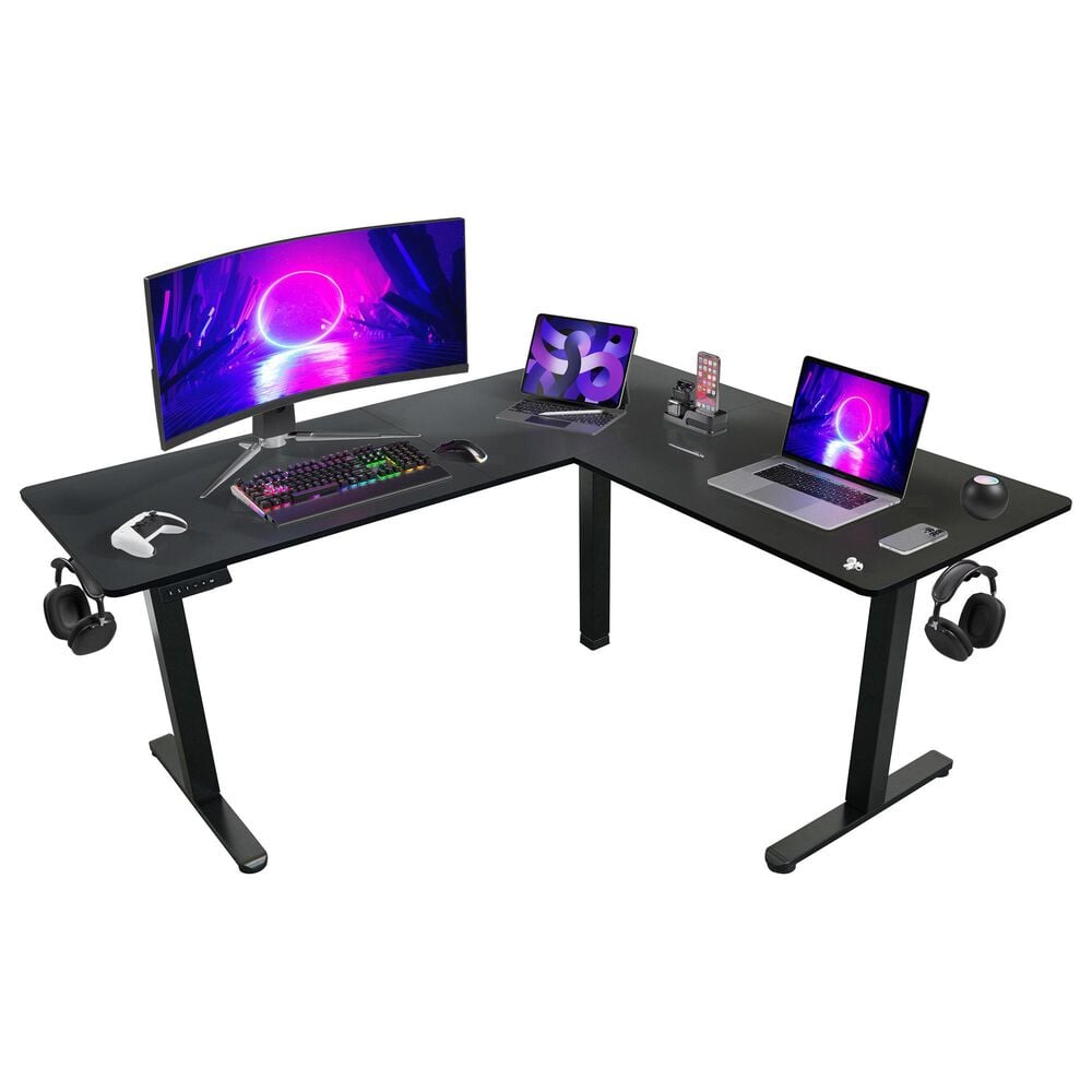 Rta Products Llc Polaris L-Shaped Electric Standing Desk with Spacious Desktop in Black, , large