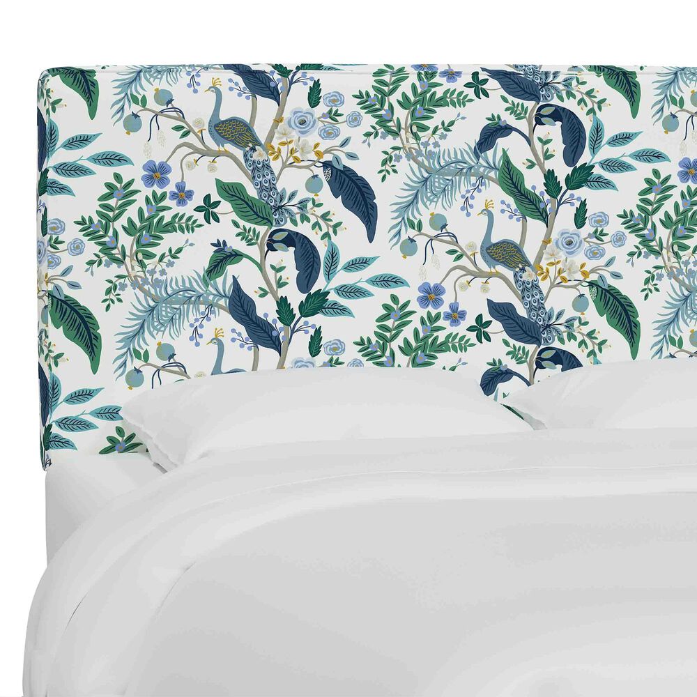 Skyline Furniture Elly California King Headboard in Peacock Blue and White, , large