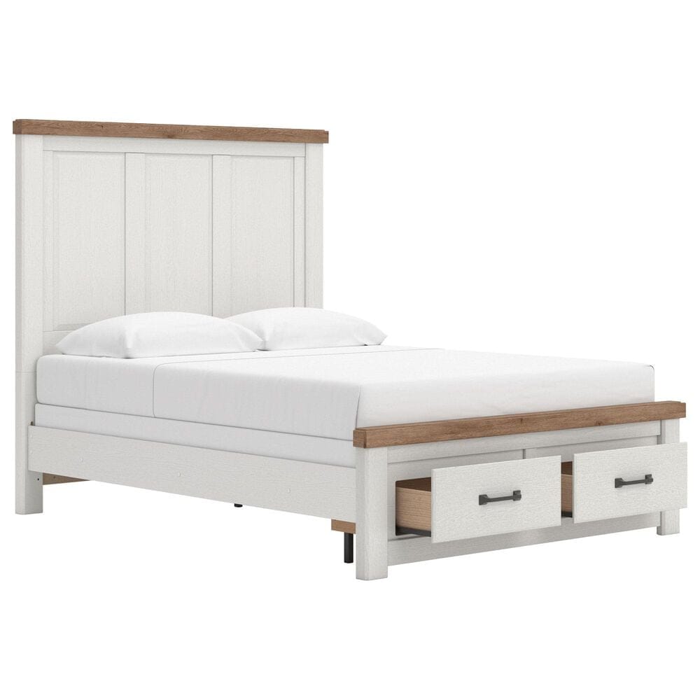 Ashley Savonport Queen Storage Panel Bed in White and Brown, , large