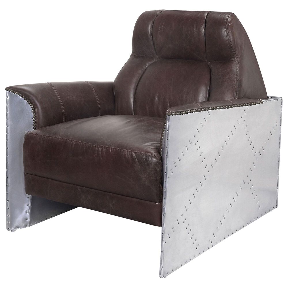 Gunnison Co. Brancaster Leather Accent Chair in Espresso and Aluminum, , large