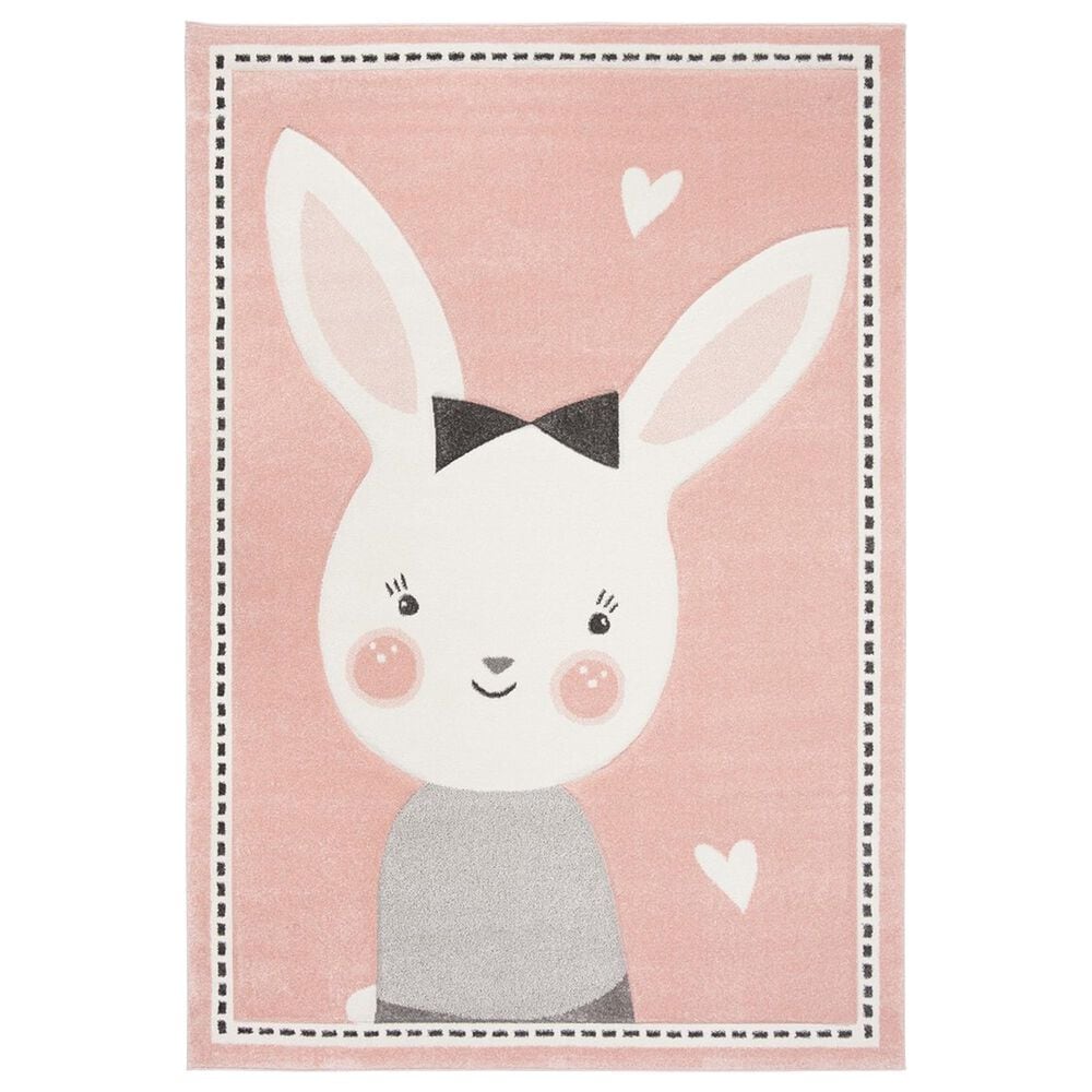Safavieh Carousel CRK166 4" x 6" Pink and Ivory Kids Area Rug, , large