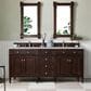 James Martin Vanities Brittany 72" Double Bathroom Vanity in Burnished Mahogany with 3 cm Victorian Silver Quartz Top and Rectangular Sinks, , large