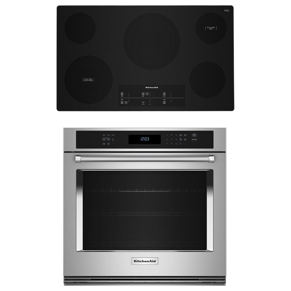KitchenAid 2-Piece Kitchen Package with 30" Single Wall Oven and 36" Electric Cooktop in Stainless Steel, , large