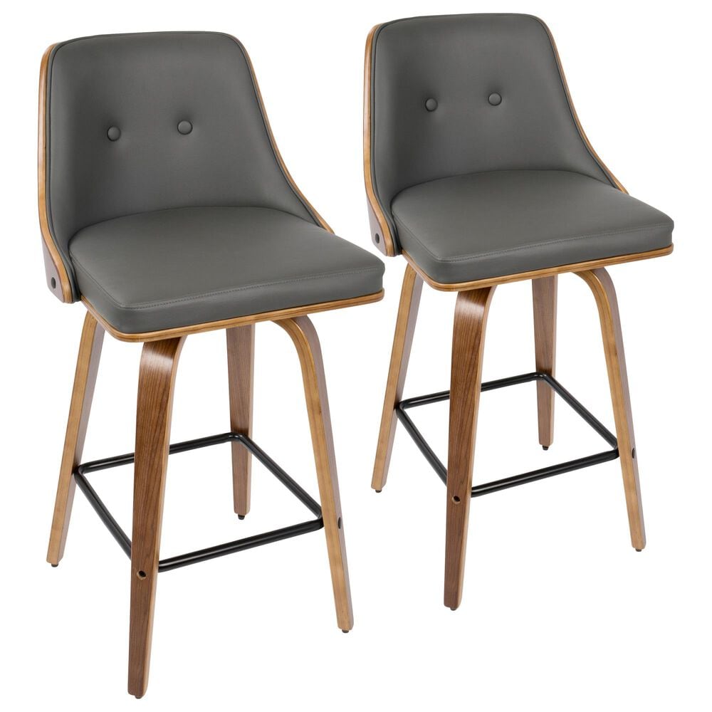 Lumisource Gianna 26" Counter Stool in Grey/Walnut/Black (Set of 2), , large