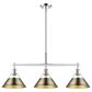 Golden Lighting Orwell 3-Light Linear Pendant with Aged Brass Shade in Chrome, , large