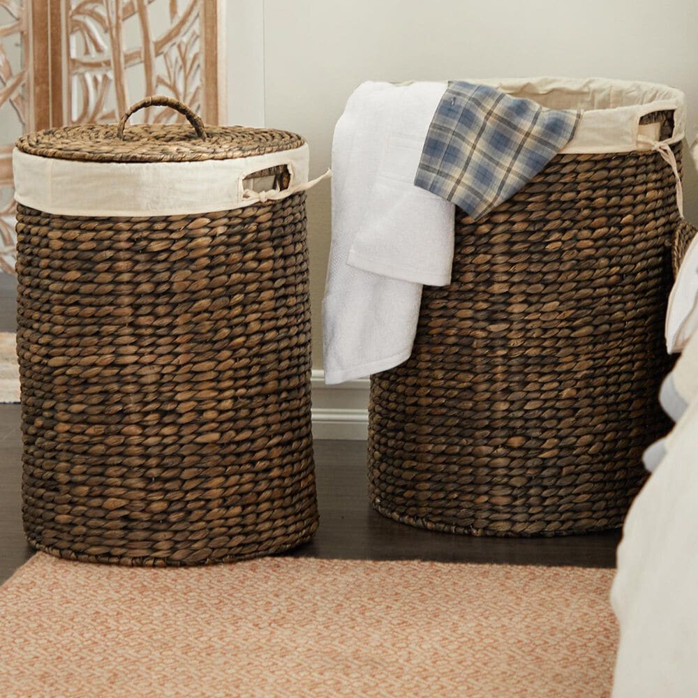Maple and Jade Storage Basket with Liner and Matching Tops in Dark Brown &#40;Set of 2&#41;, , large