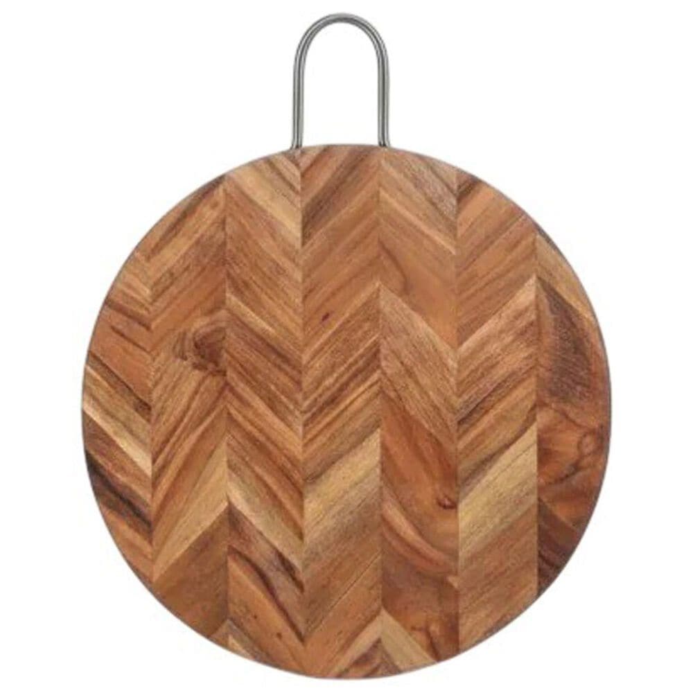 Housewares International 12" Round Board with Handle in Brown, , large