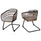 Hearth and Haven Outdoor Wicker Dining Chair with Curved Wraparound Frame in Beige (Set of 2), , large