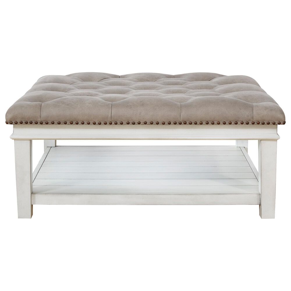 Signature Design by Ashley Kanwyn Upholstered Ottoman Cocktail Table in Whitewash, , large