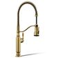 Kohler Tournant Semi-Professional Pull Down Kitchen Sink Faucet in Vibrant Brushed Moderne Brass, , large