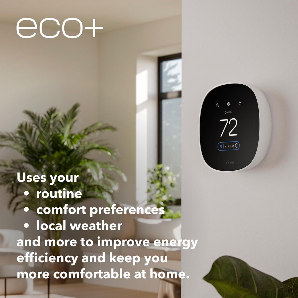 Ecobee Smart Thermostat Essential - Energy Star Certified programmable Wi-Fi Thermostat - Works with Siri, Alexa, and Google Assistant, , large