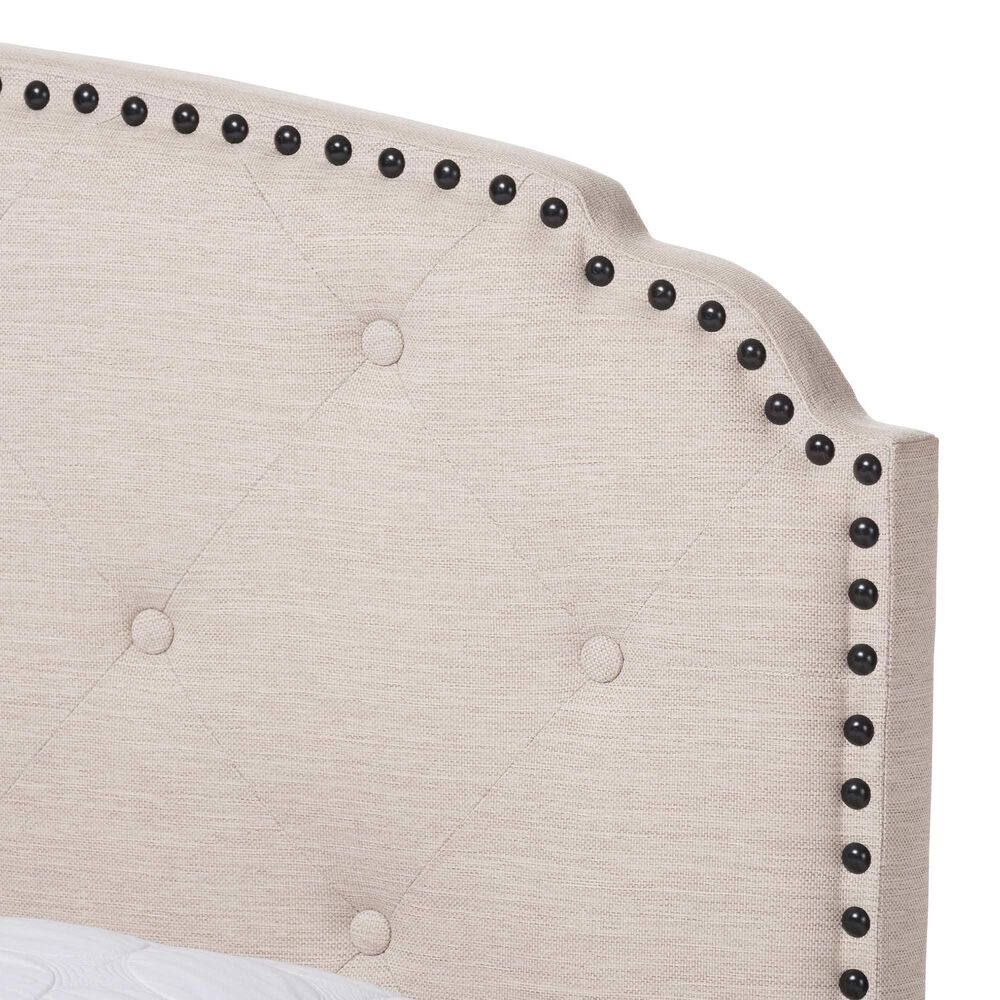 Baxton Studio Lexi King Panel Bed in Light Beige, , large