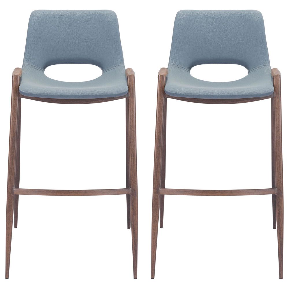 Zuo Modern Desi Bar Chair in Gray and Dark Brown &#40;Set of 2&#41;, , large