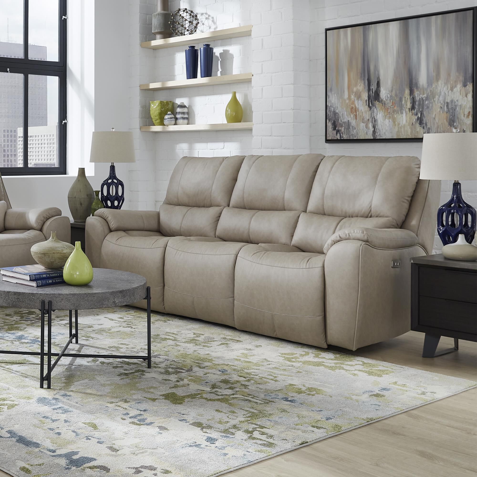 Southern Motion Ture Grit Power Reclining Sofa in Platinum