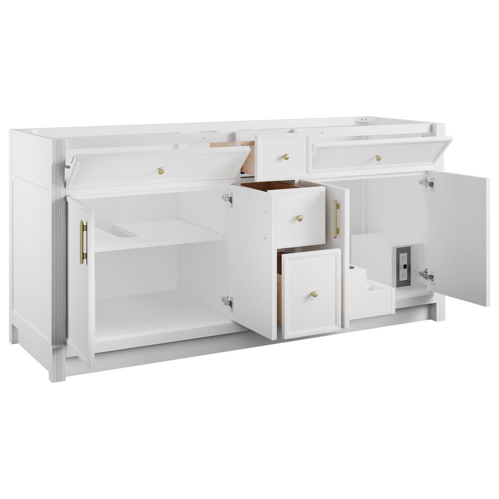 James Martin Bellshire 72" Double Bathroom Vanity in Bright White with 3 cm Siberian Silestone Top and Rectangular Sinks, , large