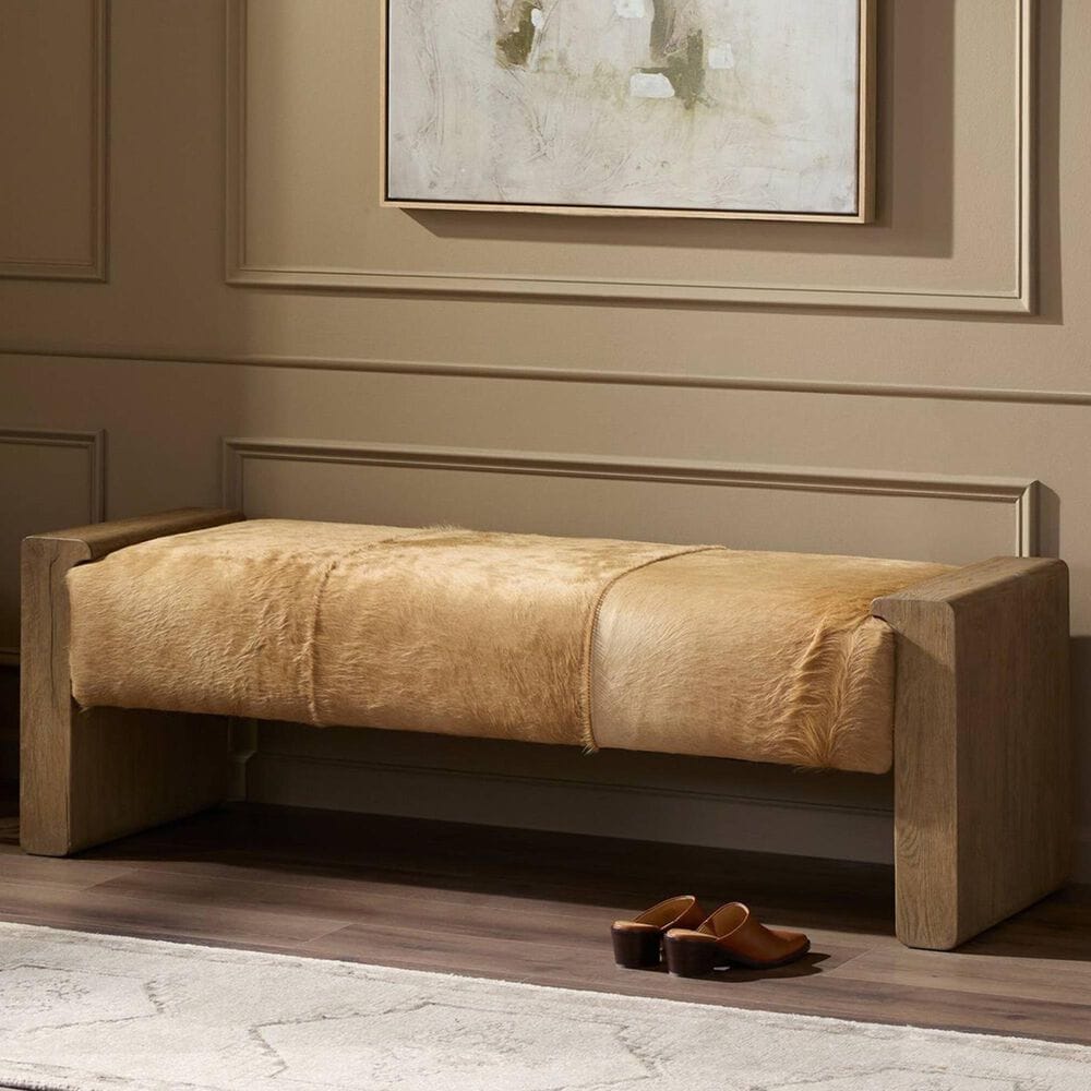 Four Hands Knox Accent Bench in Light Hair, , large