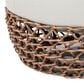 Hearth and Haven Willow 25" Round Patio Ottoman with Golden Brown Wicker Frame in Beige, , large