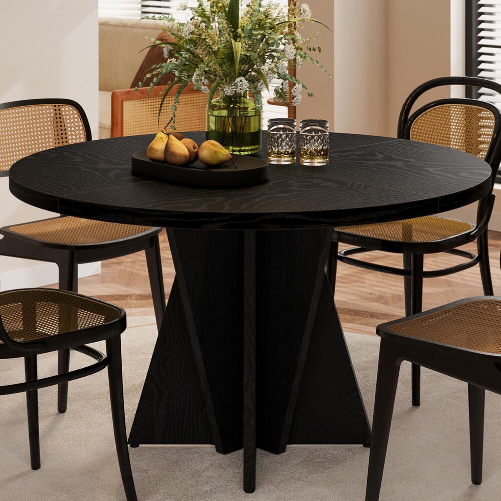 HOMLUX 47.2" Round Dining Table in Black - Table Only, , large